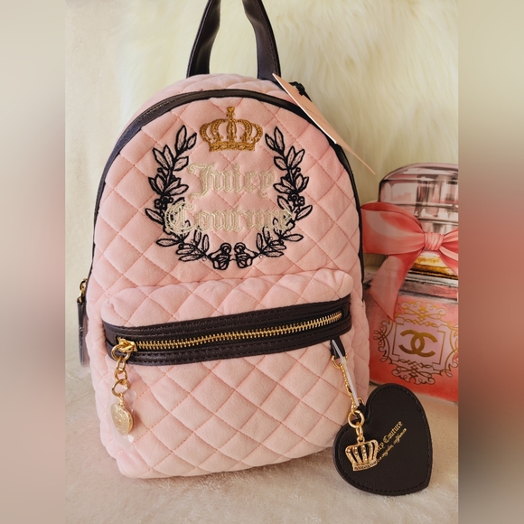 🎀🎀JUICY COUTURE PINK CLAYCHOCOLATE ROYAL MOMENT BACKPACK AND WALLET SET🎀🎀 - Picture 3 of 14